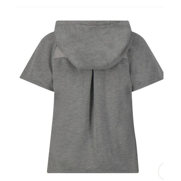 Anorak Gray Mixed Media Quilted Short Sleeve Down Hoodie Jacket -Lightweight SM - Picture 3 of 8